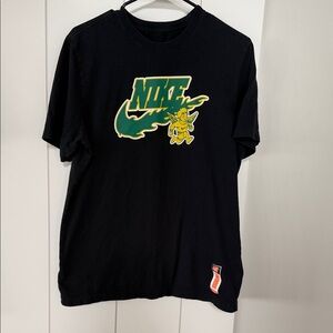 Nike Black Short‑Sleeve Tee with Green and Yellow Graphic